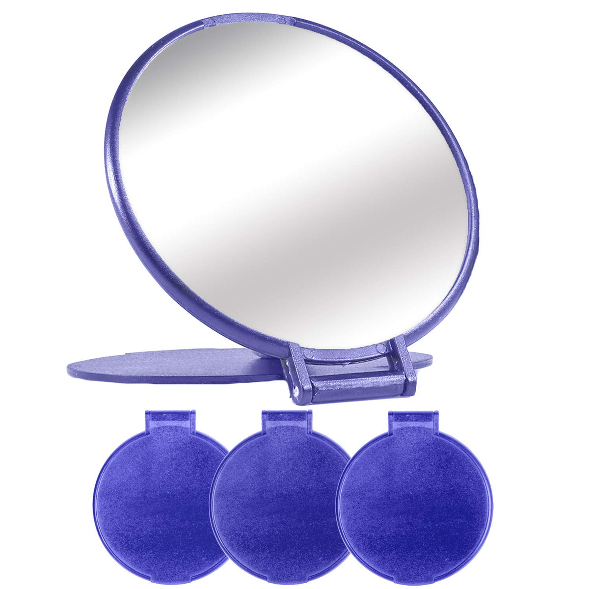 Momira Compact Round Makeup Mirror Set Of 3 - 2.6&quot; Blue Purse Mirrors, Travel Friendly