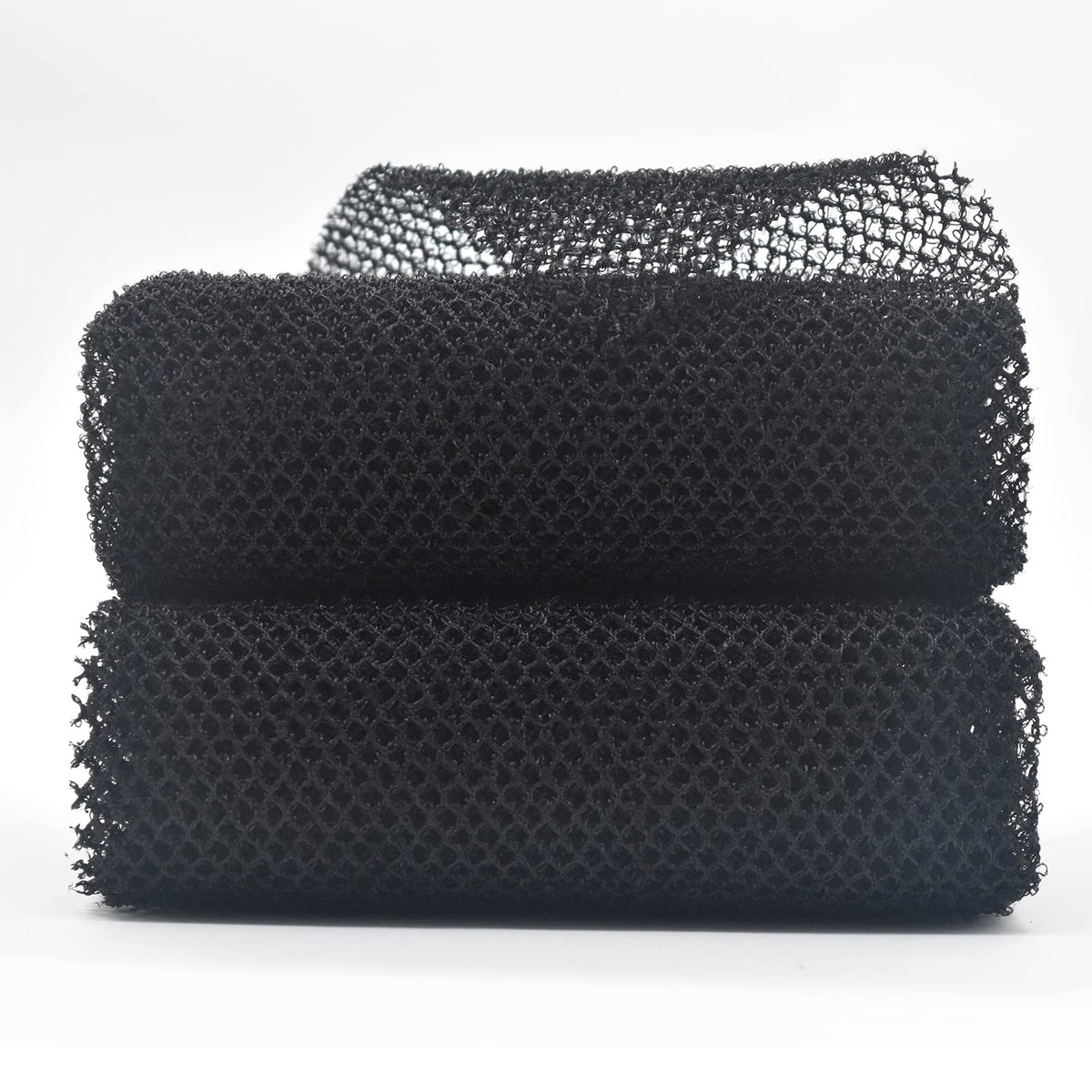 Superjpsor 2 Piece Exfoliating African Body Scrubbers - Black Wash Net Sponges For Shower & Bath