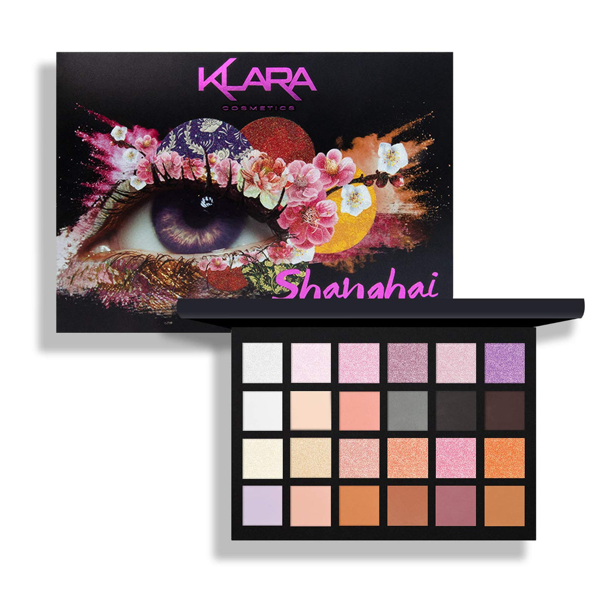 Klara Cosmetics 24 Eyeshadow Palette - Matte, Shimmer & Metallic Finishes - Shanghai, 2.5 oz