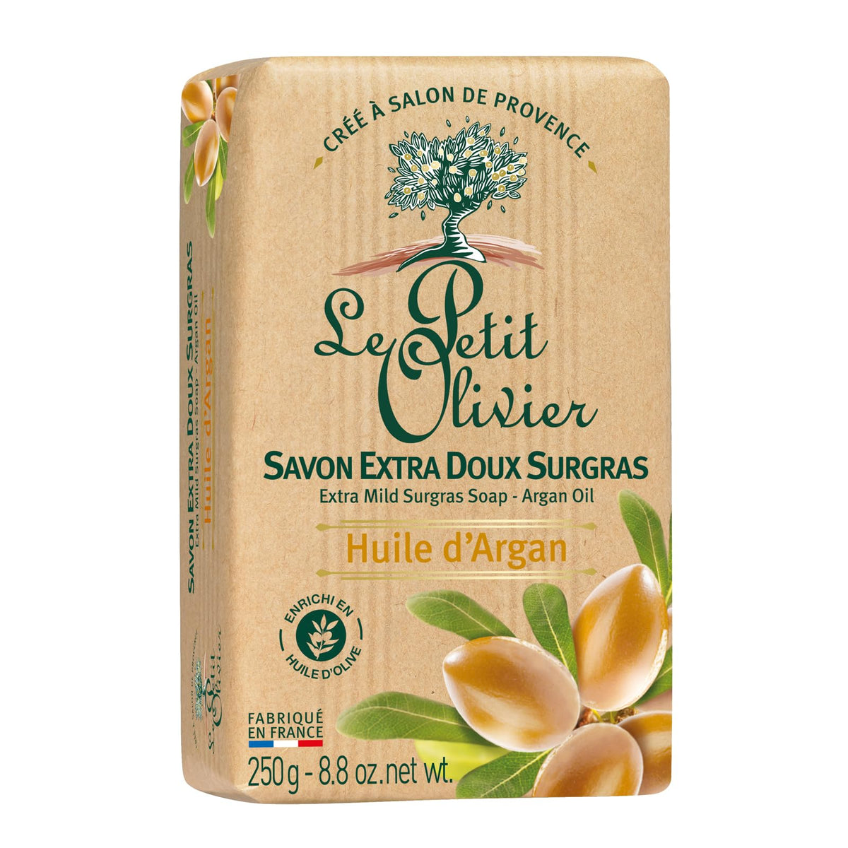 Le Petit Olivier Extra Mild Soap with Argan Oil - 8.8 Oz - Gently Cleanses and Perfumes Skin