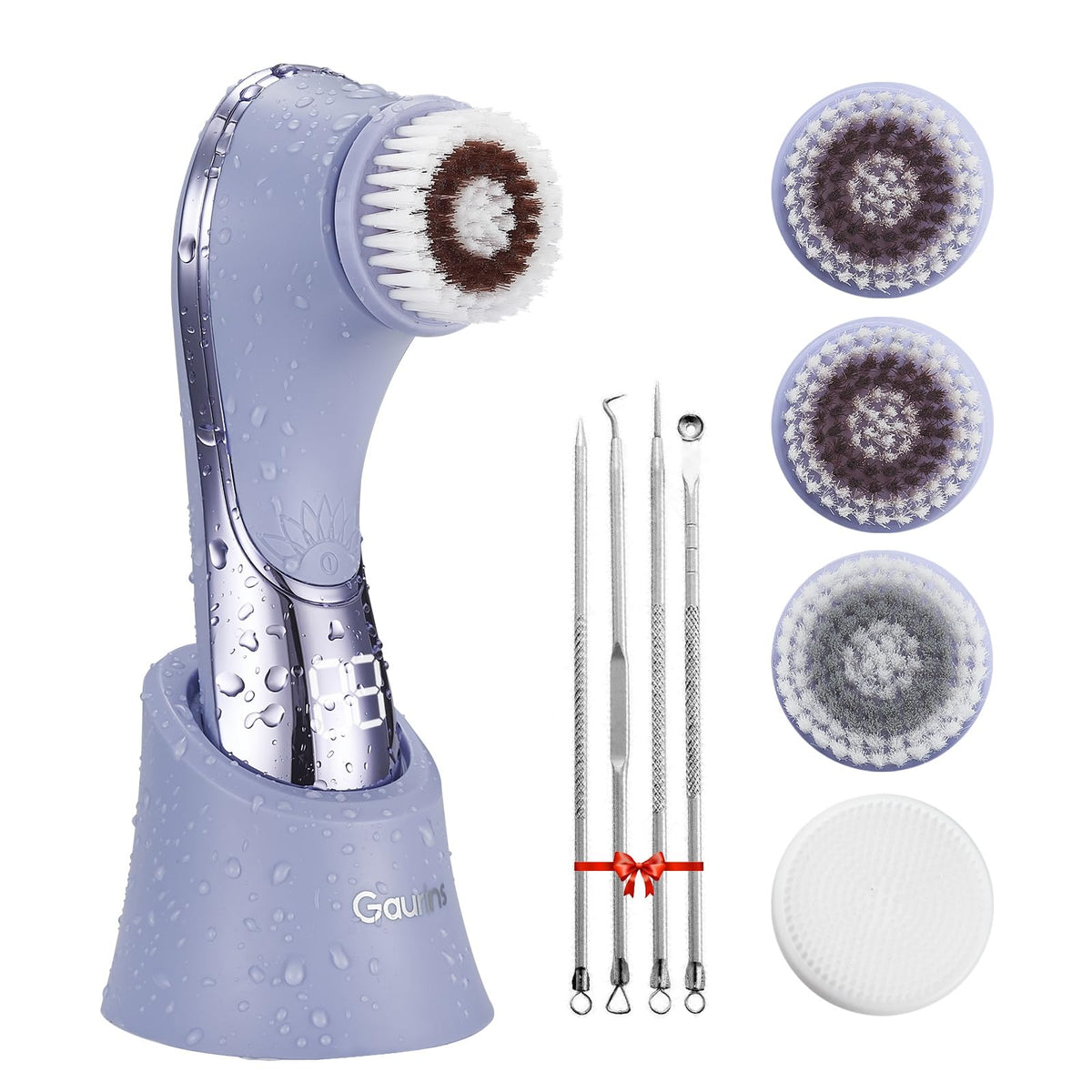 Gaurins Purple Rechargeable Facial Cleansing Brush - Ipx7 Waterproof Exfoliator & Massager