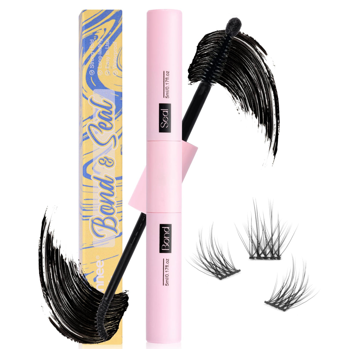 Mavphnee Lash Bond And Seal - Strong Hold Waterproof Black Eyelash Glue For Diy Extensions