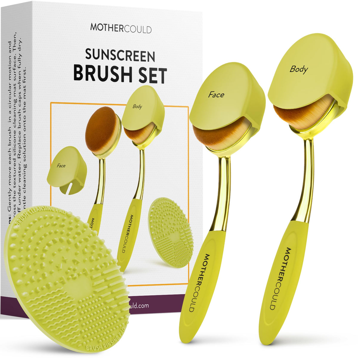 Mothercould Sunscreen Brush Set - Safe Lotion Applicator For Kids & Adults, Travel-Friendly, Citrine