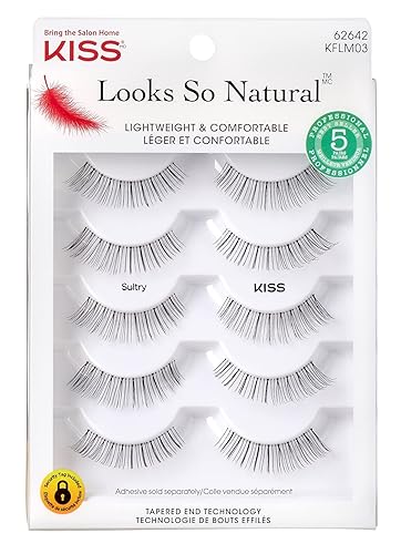 Kiss Sultry Looks So Natural Lashes - 5 Pairs (Pack Of 2) - Synthetic Fibers