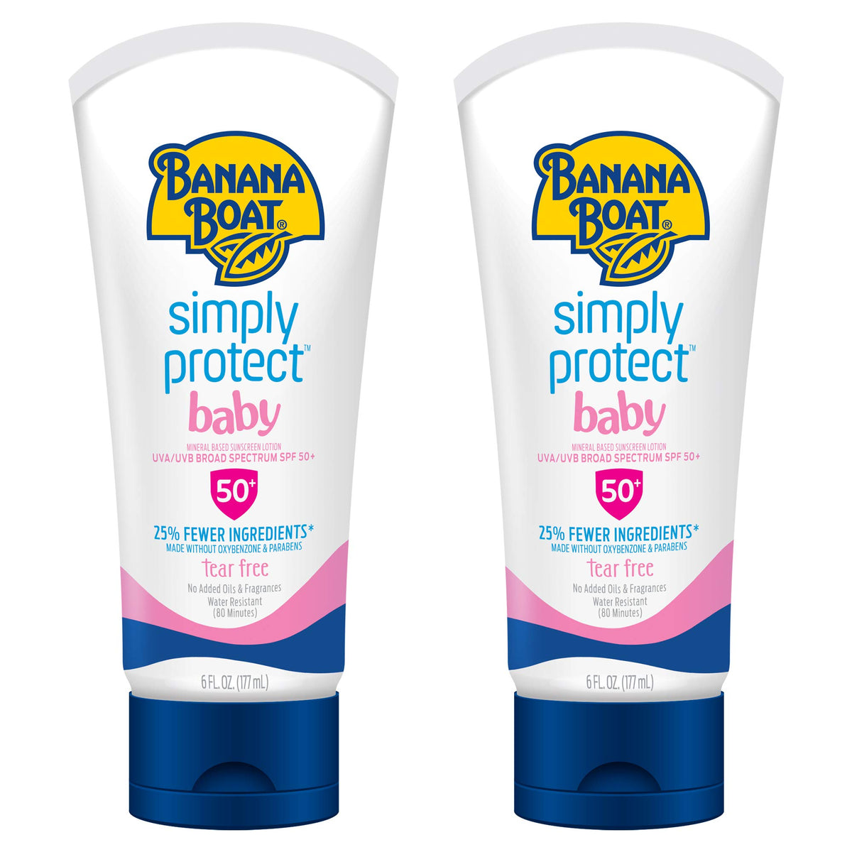 Banana Boat Baby 100% Mineral Sunscreen Lotion Spf 50, Oxybenzone Free, 6Oz Twin Pack