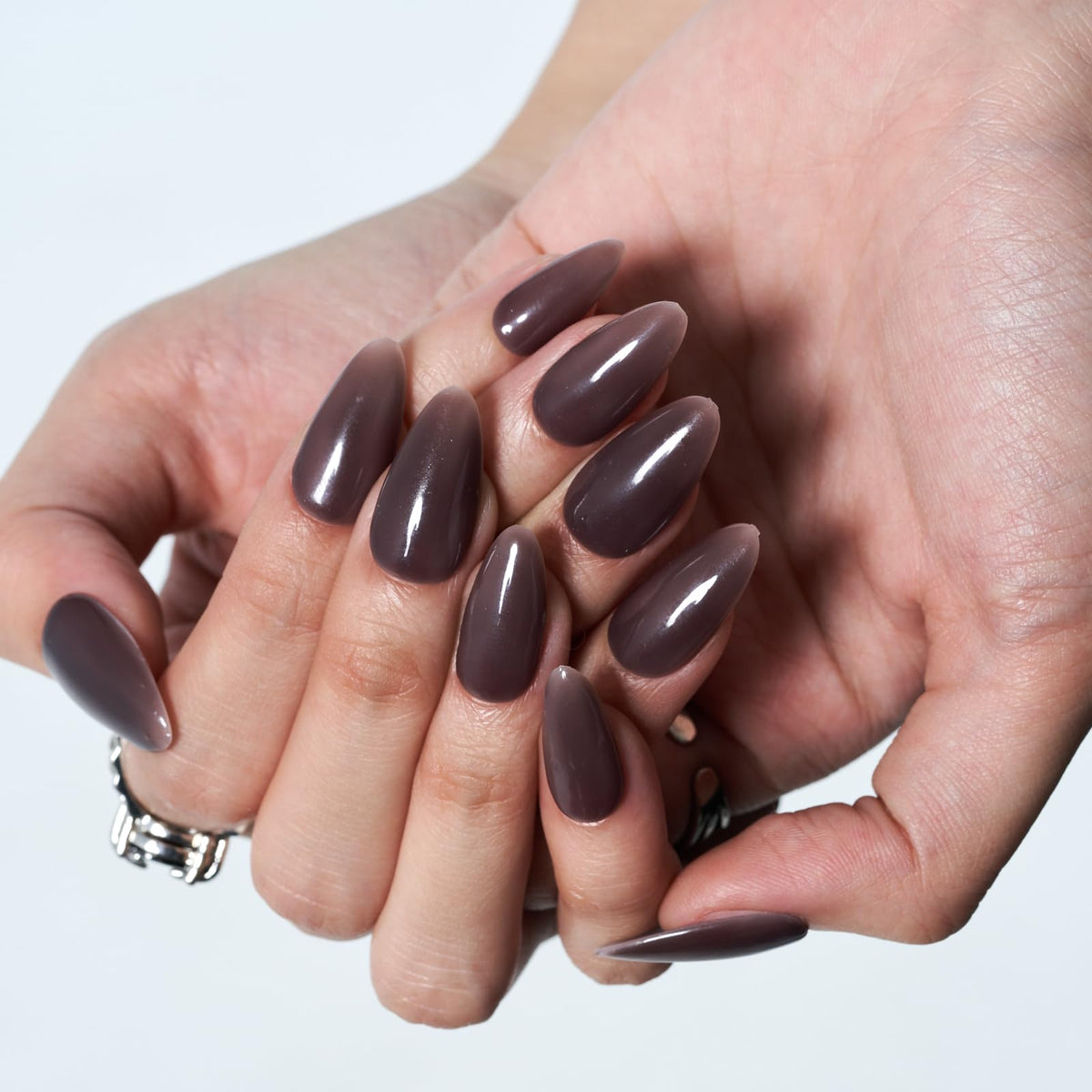 GLAMERMAID Halloween Press on Nails - Short Almond Grey Reusable Acrylic Gel Manicure Kits