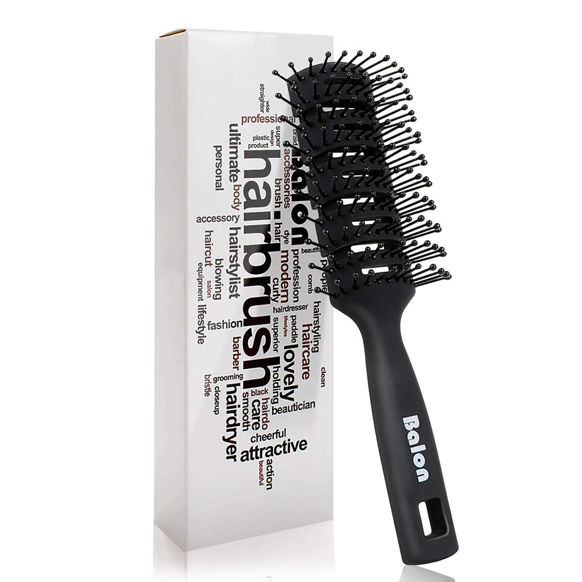 Balon Vent Hair Brush - 11 Row Vented Brush For Wet Short Curly Straight Hair, Black