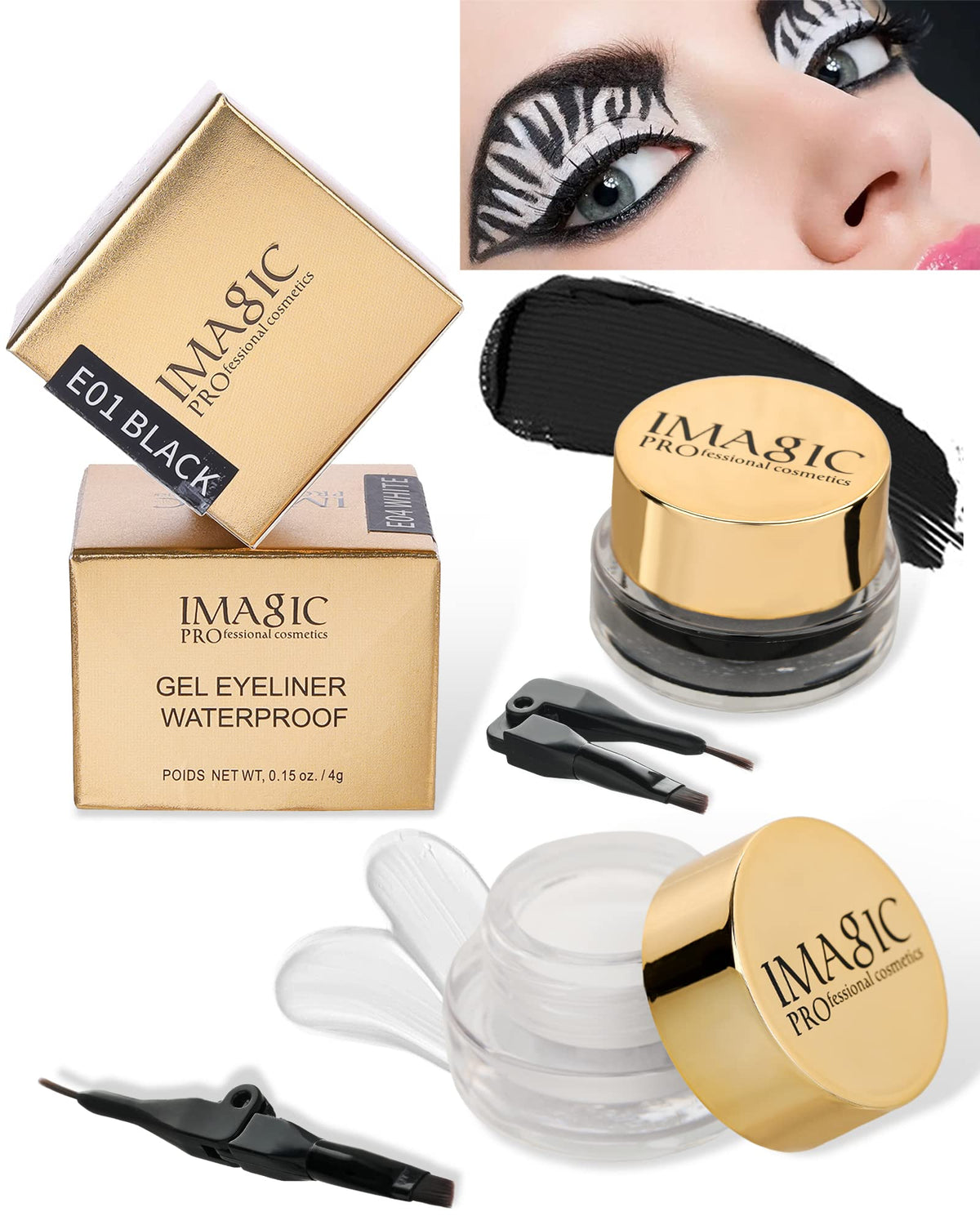 Lysdefeu Black & White Gel Eyeliner - Waterproof, Smudge-Proof, Long-Lasting Eye Makeup