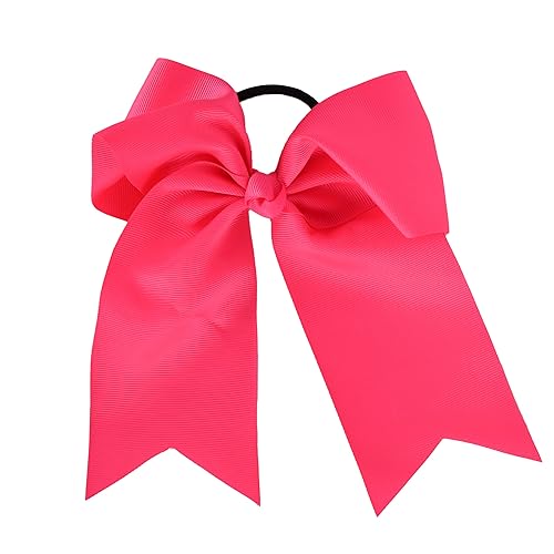 Motique Accessories Jumbo Bow Ponytail Holder with Tails - Neon Pink, Grosgrain, 1 Count