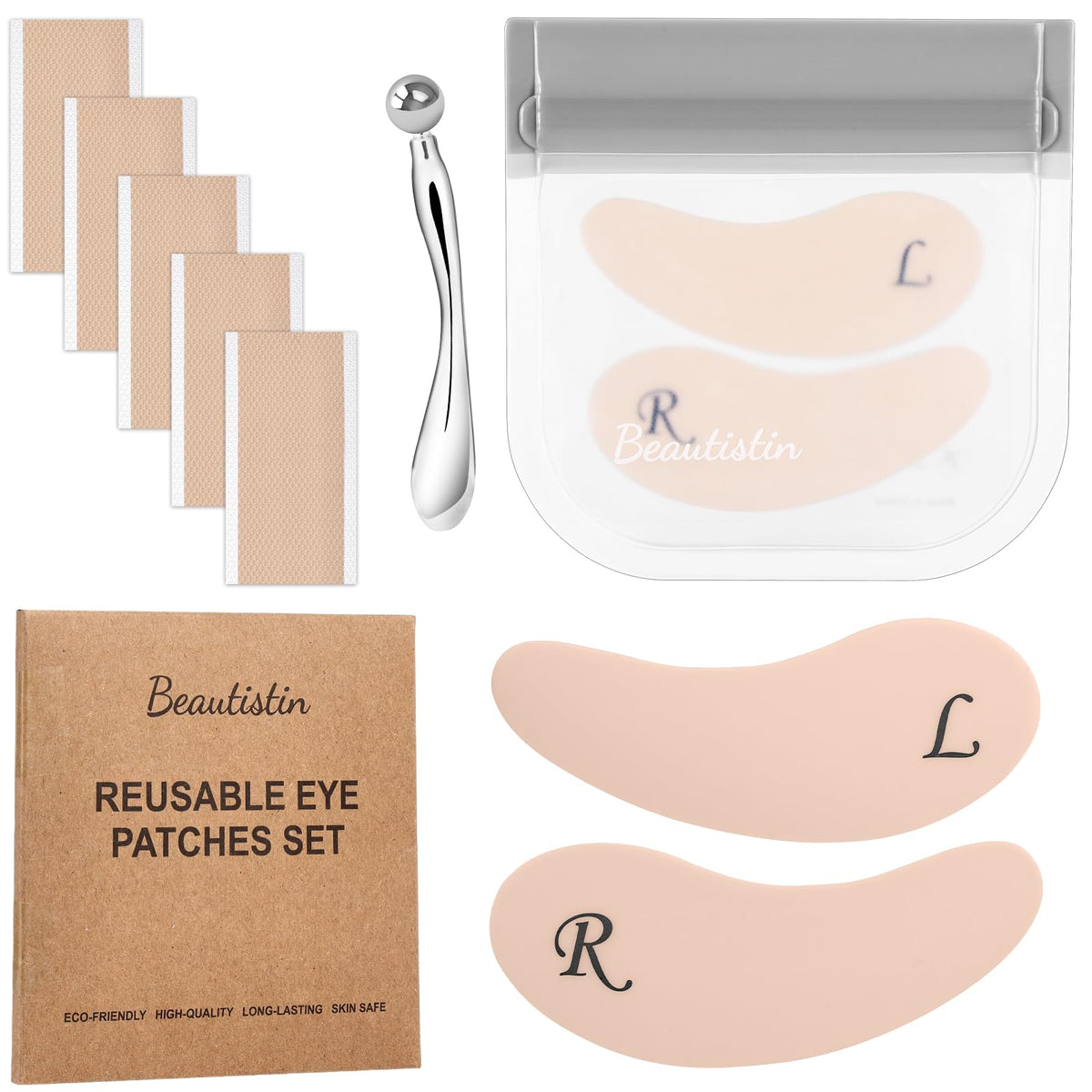 Beautistin Reusable Under Eye Patches & Silicone Tape - Plump Fine Lines & Wrinkles