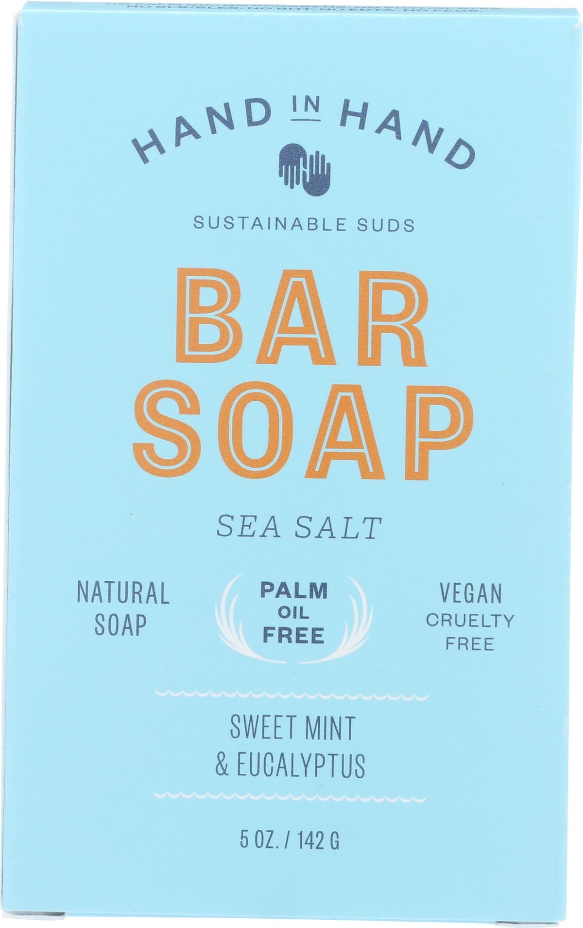 Hand In Hand Sweet Mint & Eucalyptus Sea Salt Bar Soap, 5 Oz - Natural Cleanser, Moisturizing