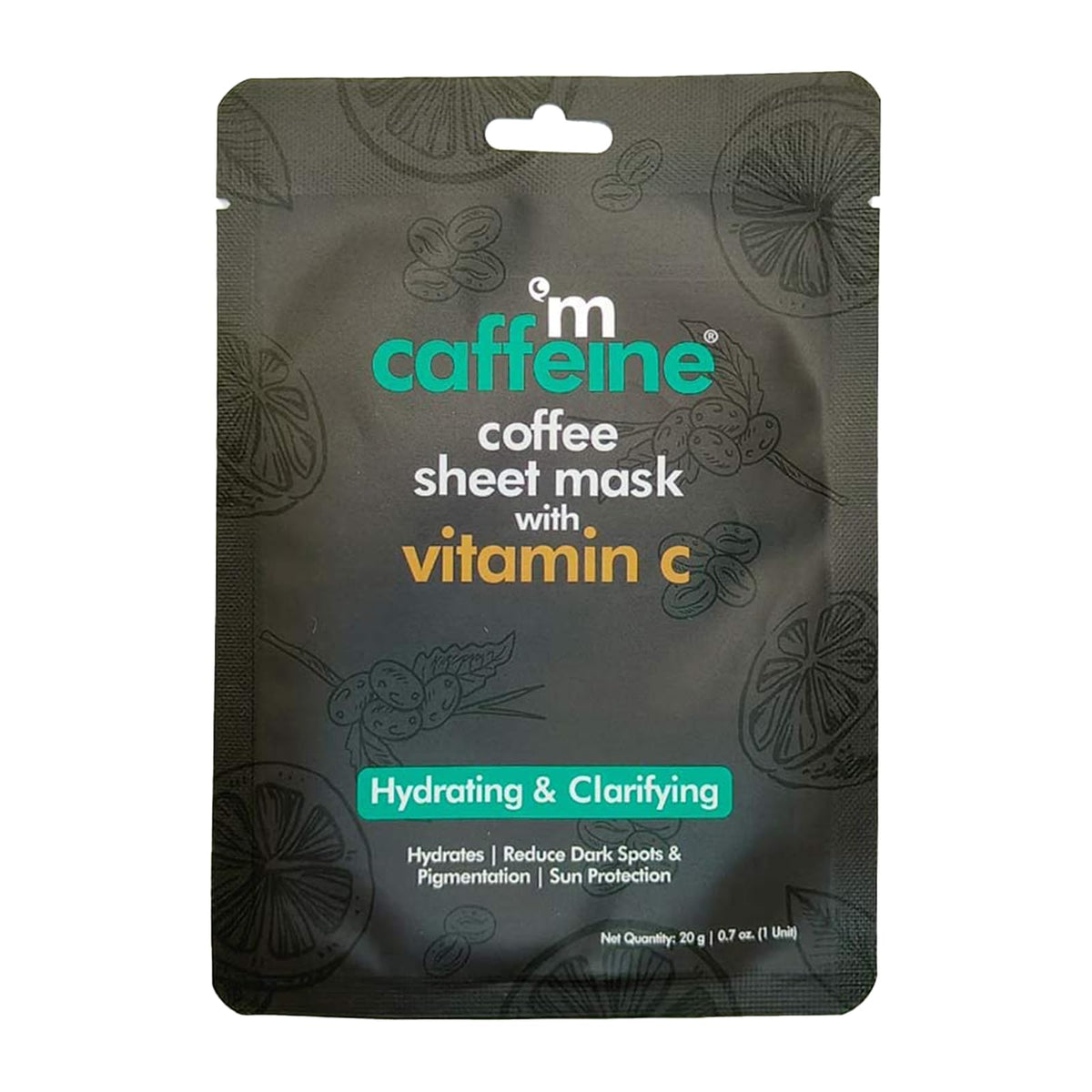 Mcaffeine Coffee Sheet Mask With Vitamin C & Hyaluronic Acid - Hydrating, Sun Protection, 1Pc