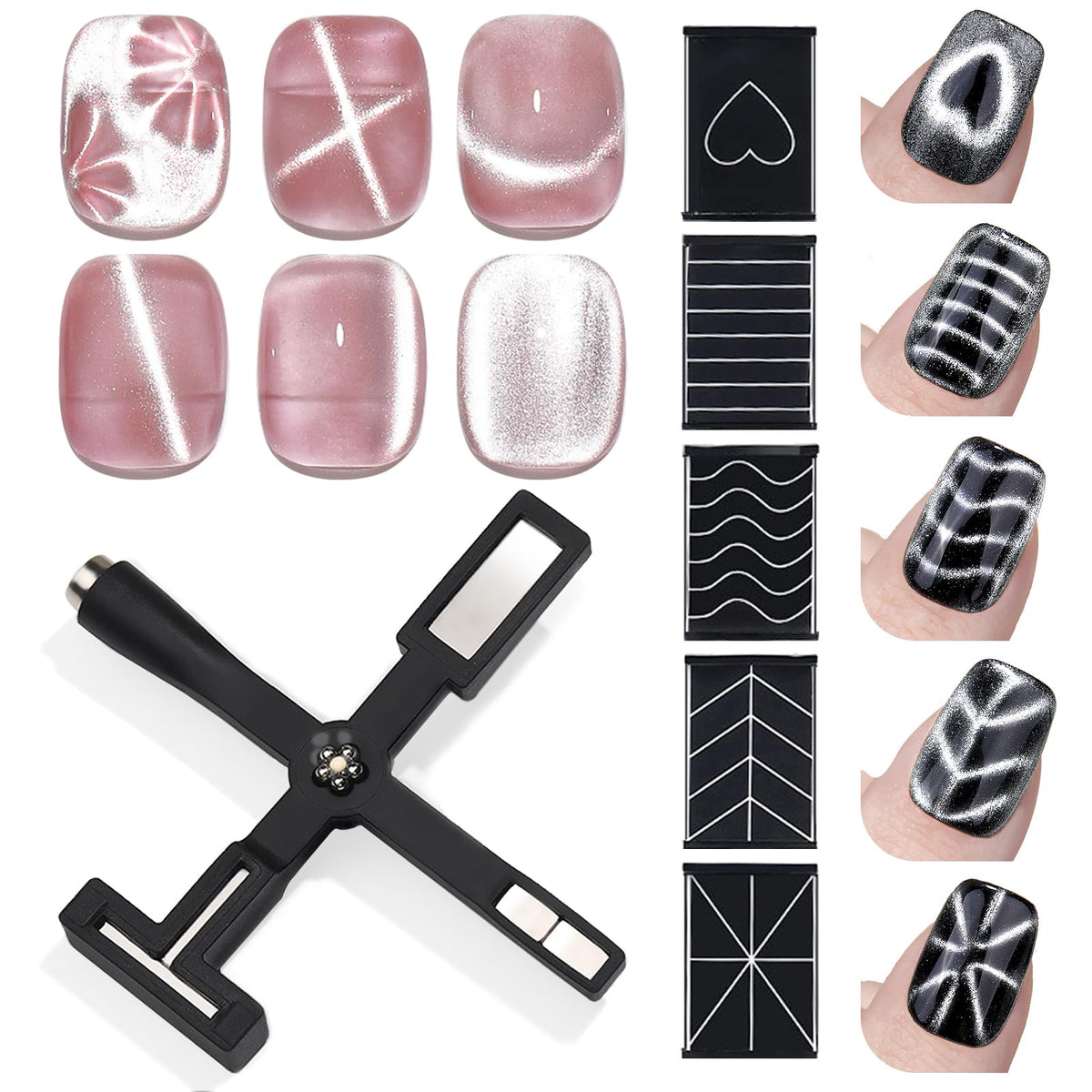 Hosaily 5In1 Cat Eye Magnet Set - 6Pcs Acrylic Magnet Stick With Silicone Case For Nail Art