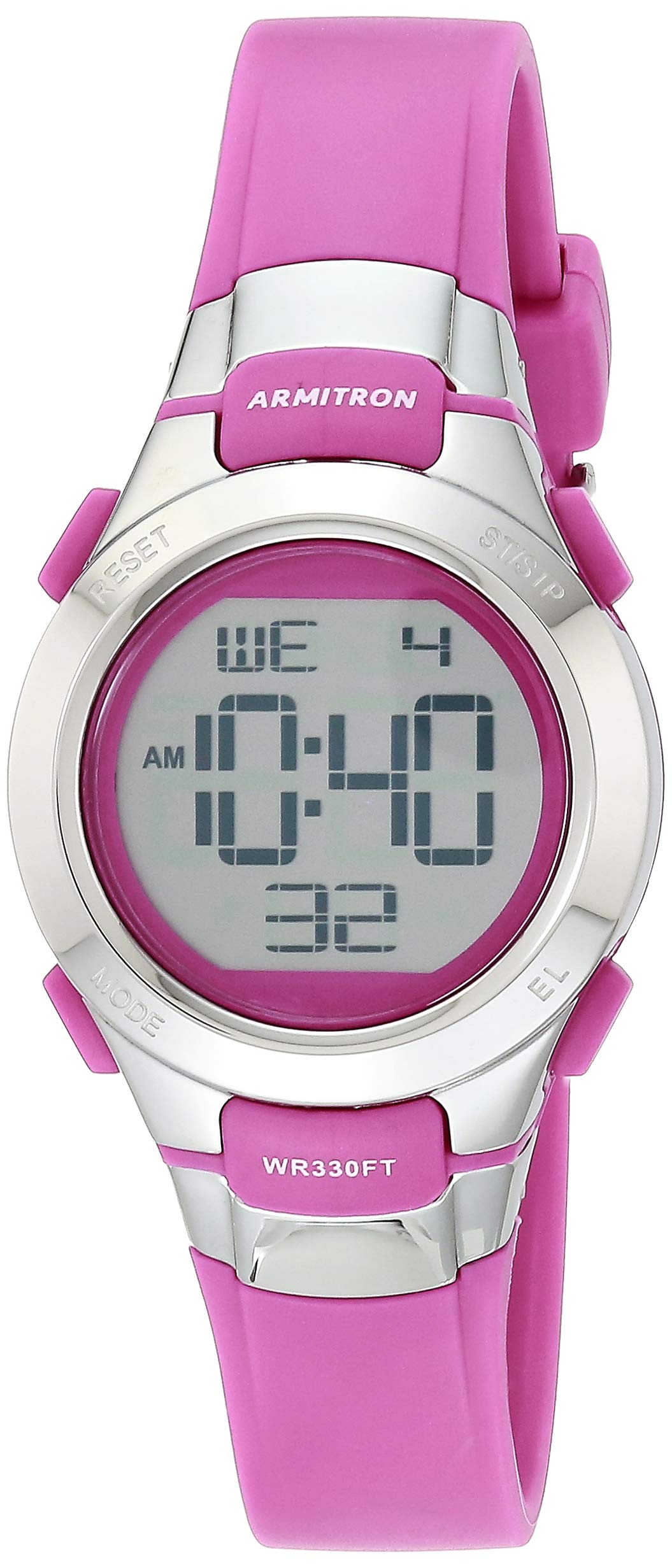 Armitron Sport Women'S 45/7012Pksv Pink Resin Strap Digital Chronograph Watch, 27Mm