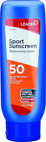 Leader Sport Sunscreen Lotion Spf 50 - Water Resistant, Moisturizing, 8 Fl Oz