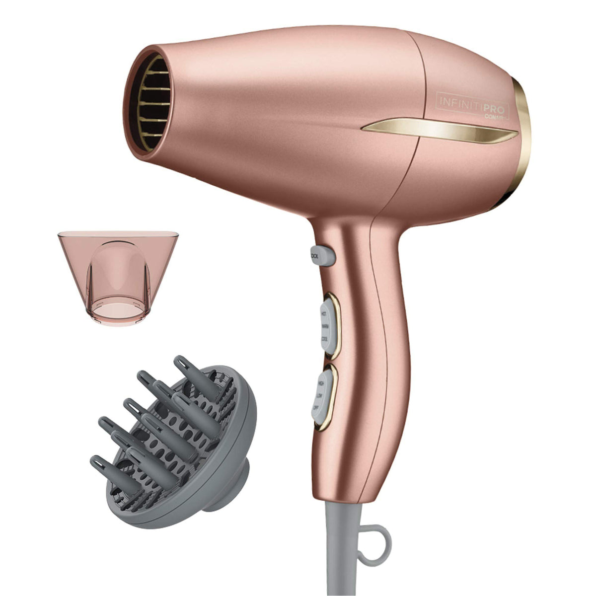 Conair Infinitipro Frizz Free Compact Hair Dryer - Dusty Rose, 2X Shine, 3X Frizz