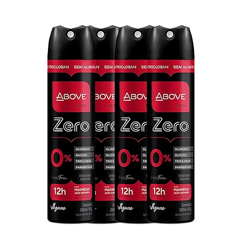 Above 12 Hours Deodorant Set - Dry Spray For Men - 4 Pack, Instant Freshness, Stain Free