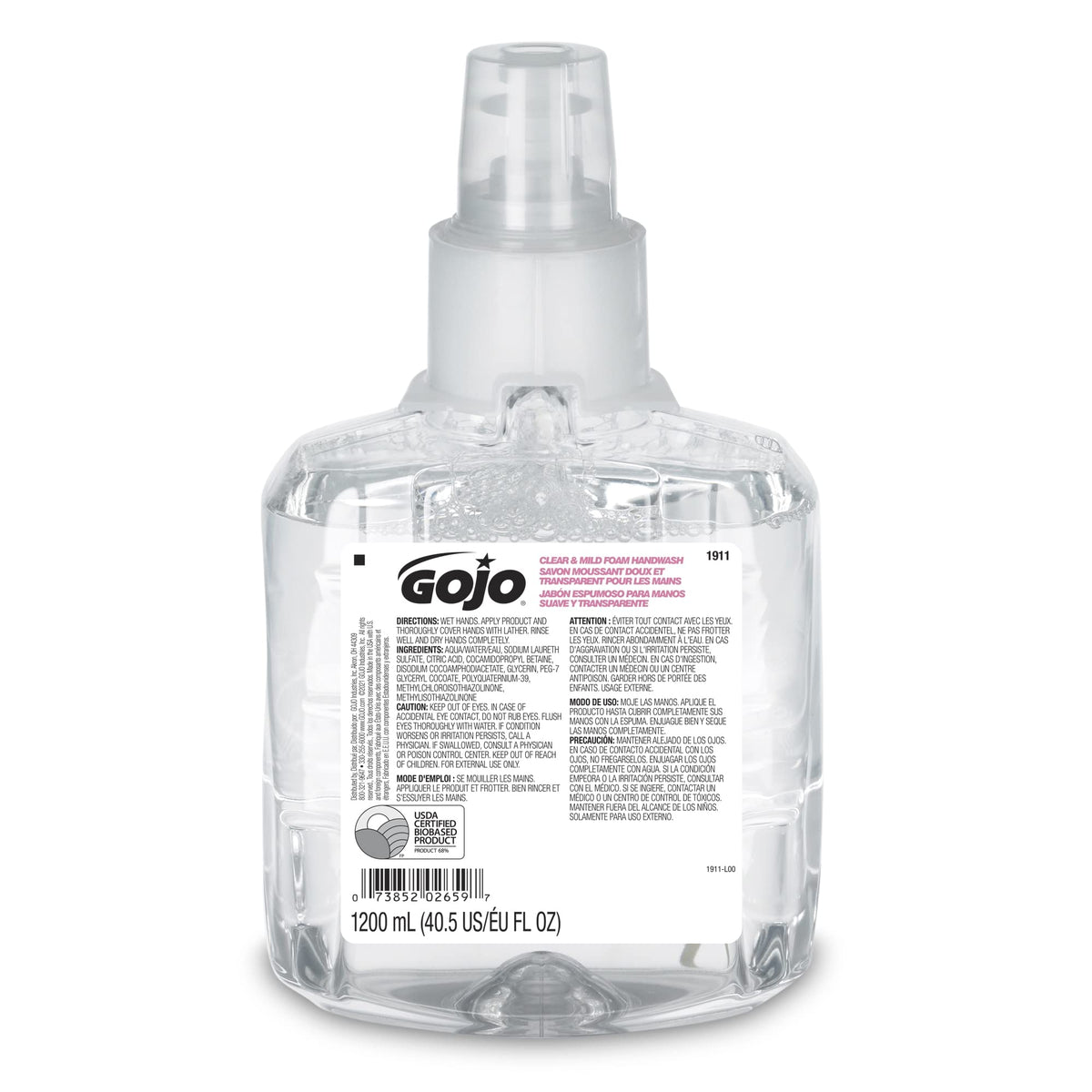 Gojo® Clear & Mild Foam Handwash, 1200 Ml - Gentle, Eco-Friendly Bamboo Formula