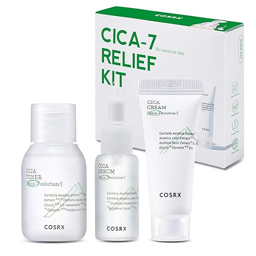 Cosrx Cica Relief Kit - Toner, Serum, Cream For Sensitive Skin, Travel Size Korean Skin Care