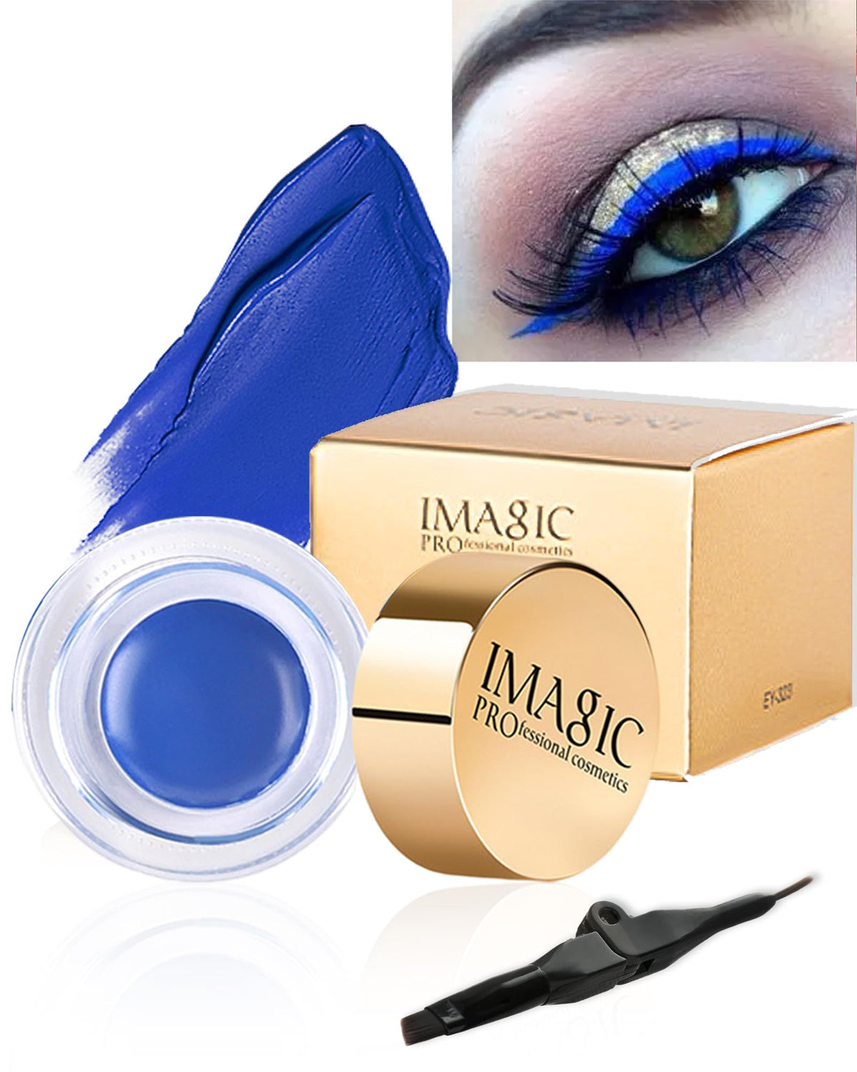 Lysdefeu Blue Gel Eyeliner - Waterproof, Smudge-Proof Cream Liner With Brush, Long-Lasting Makeup