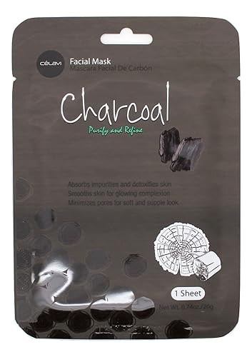 Celavi Essence Charcoal Facial Mask - 12 Pack Moisturizing Sheet Masks For Skin Care