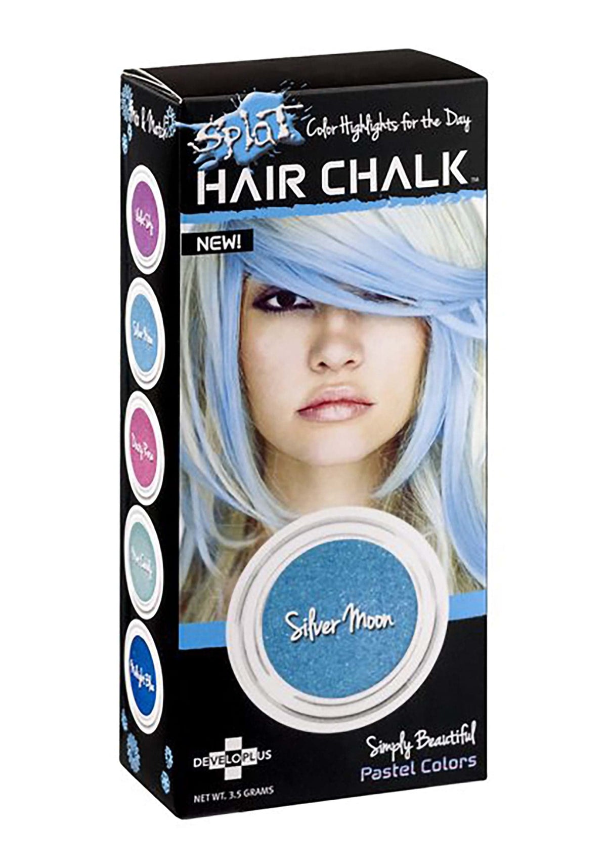 Splat Silver Moon Hair Chalk - Temporary Washable Color, 0.12 Oz, Cruelty-Free & Vegan