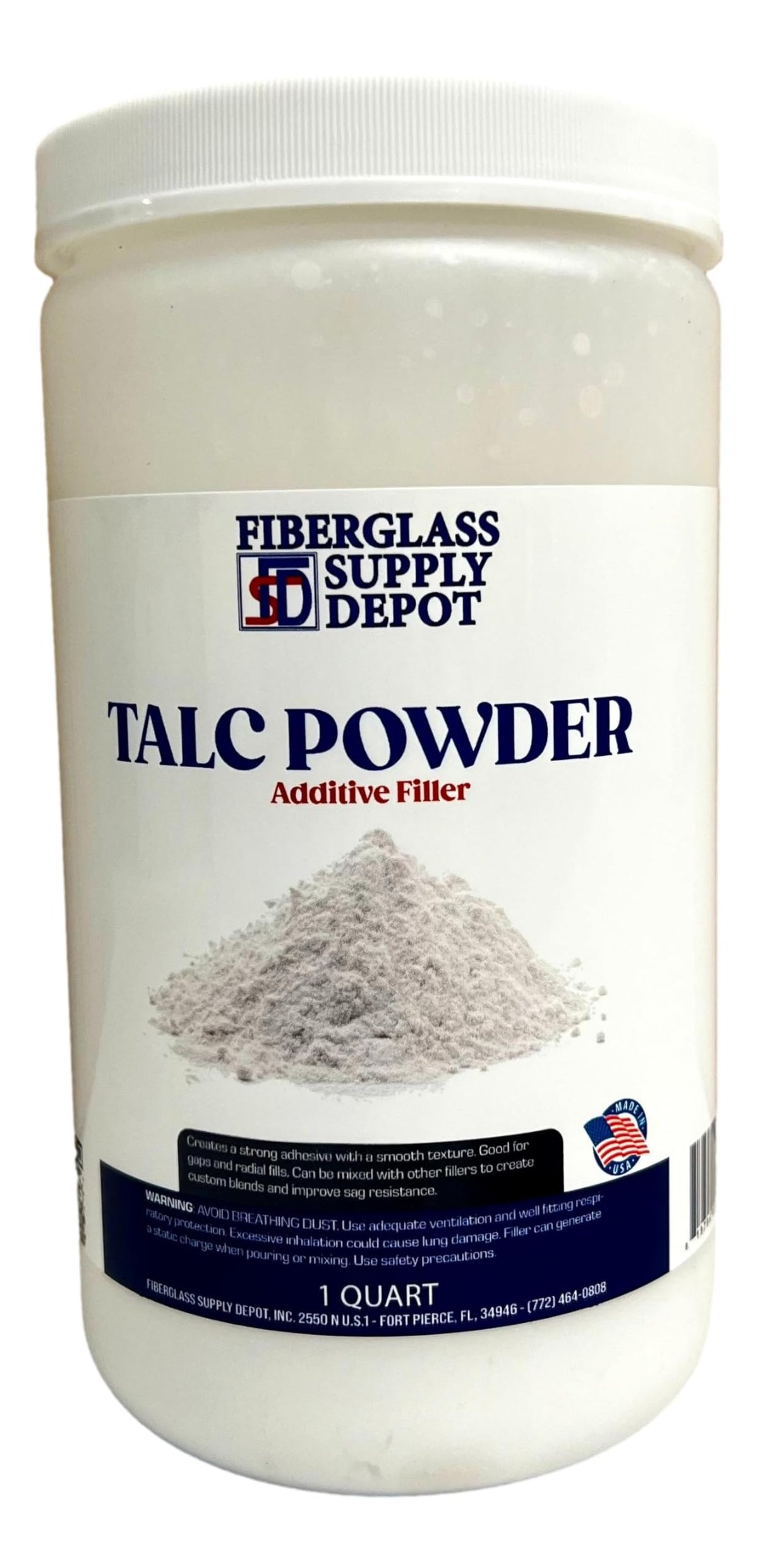 Fiberglass Supply Depot Talc Powder Quart - White 24.69 Ounce Epoxy Resin