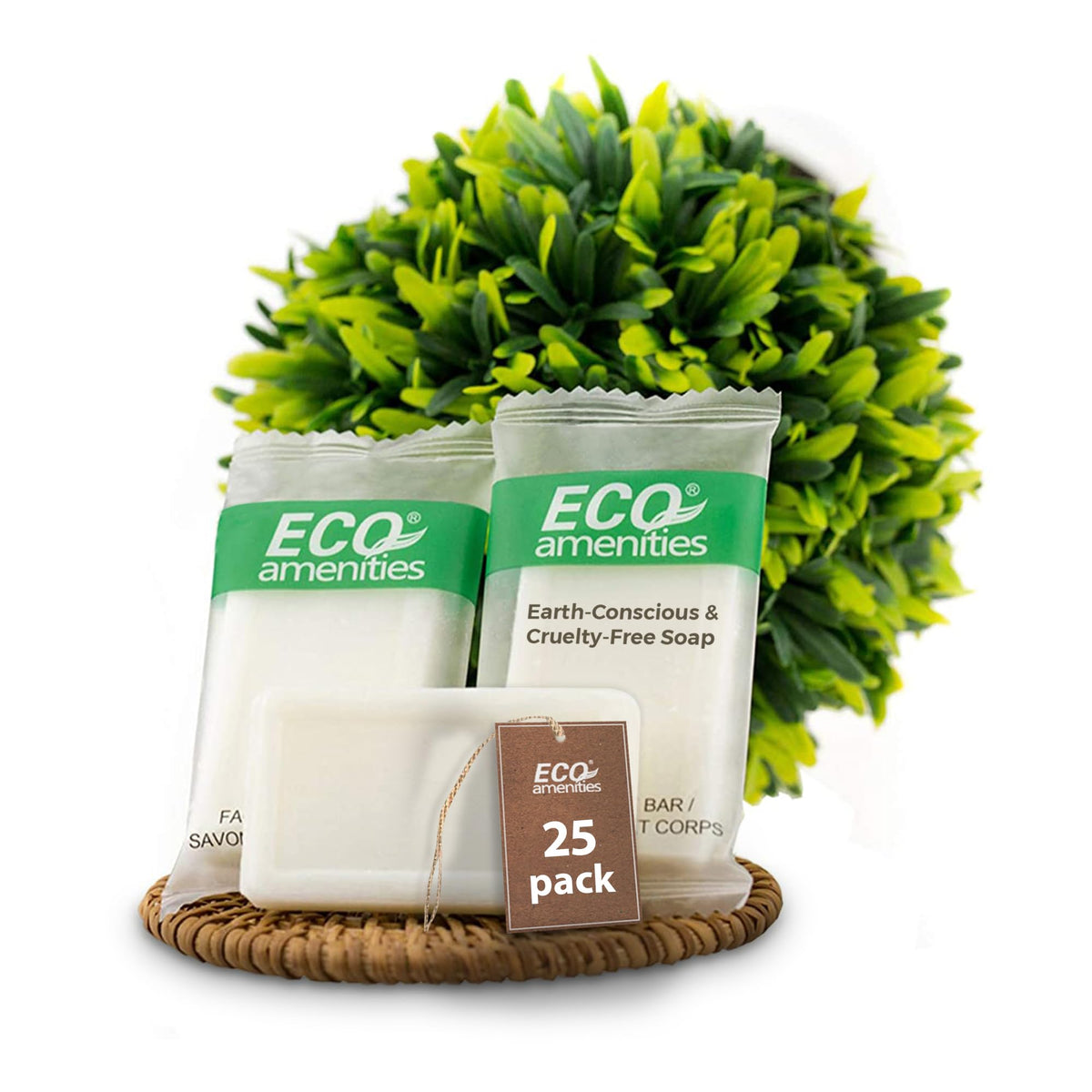 Eco Amenities Bar Soap Bulk - 25 Individually Wrapped Travel Size Soap Bars For Hotels & Rentals