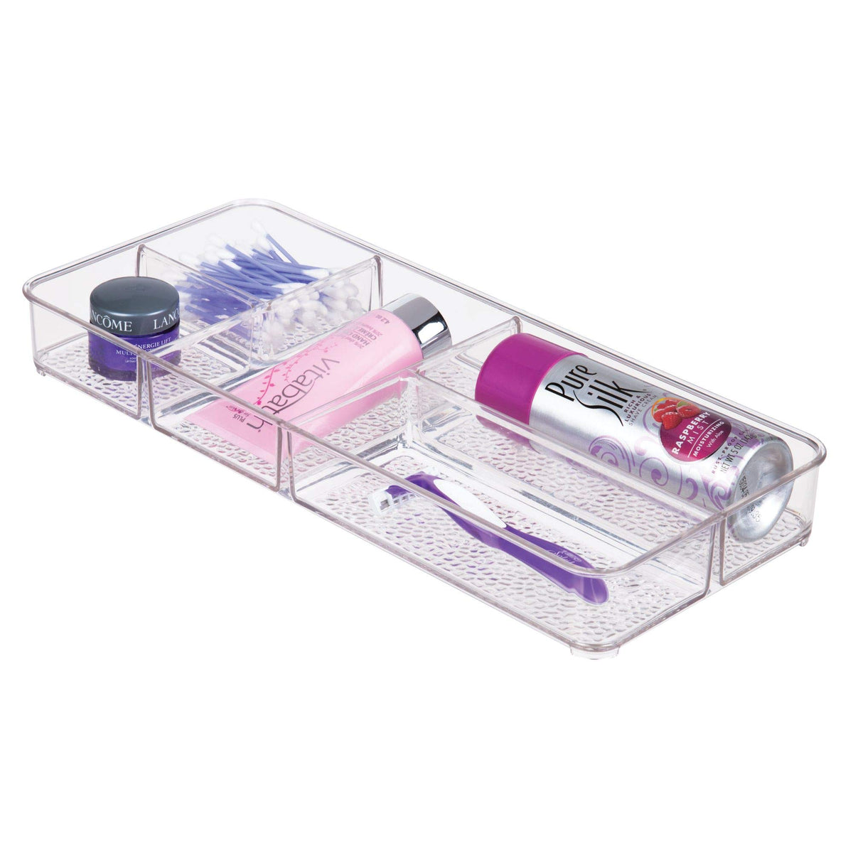 Interdesign Clear Plastic Vanity Organizer Tray - 5 Compartment Storage For Makeup & Accessories