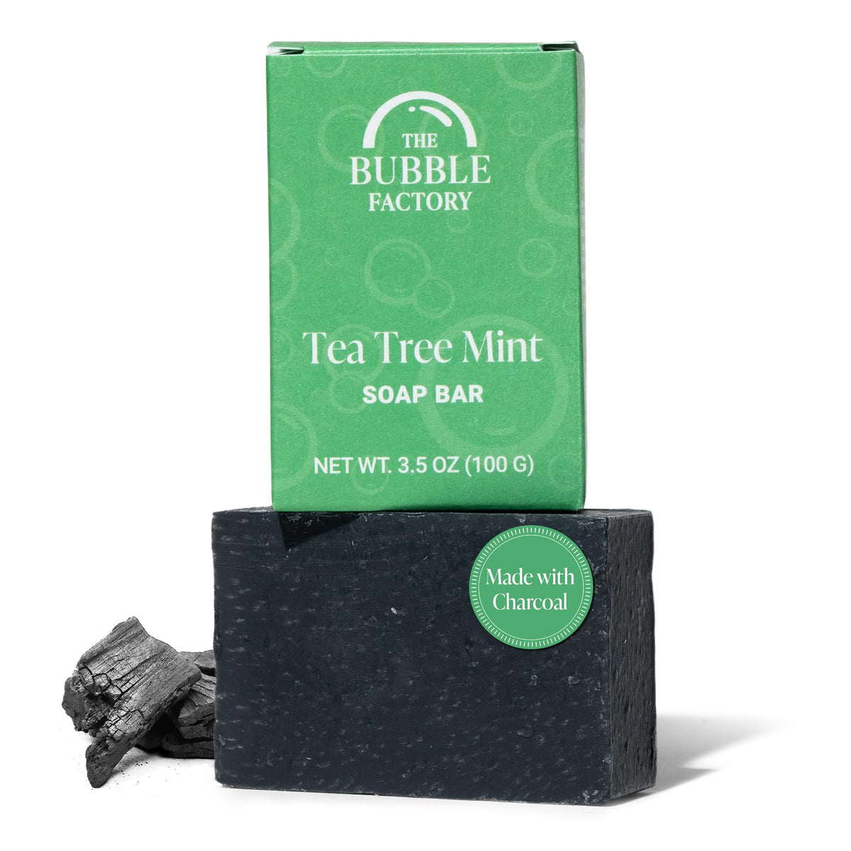 The Bubble Factory Handmade Soap - Vegan Tea Tree Mint Bar, 3.5 Oz, All Natural, Palm Oil Free