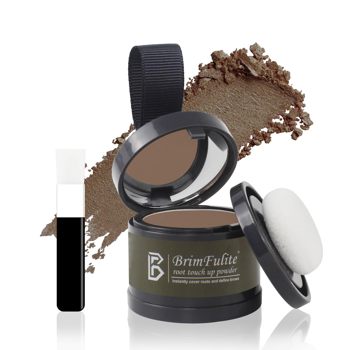 Brimfulite Hair Root Touch Up Powder, Brown, 0.14 Oz, Quick Cover Gray Hairline, Windproof