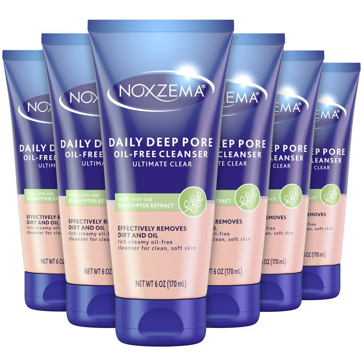 Noxzema Ultimate Clear Daily Deep Pore Cleanser - Oil-Free Acne Face Wash, 6 Oz (Pack Of 6)