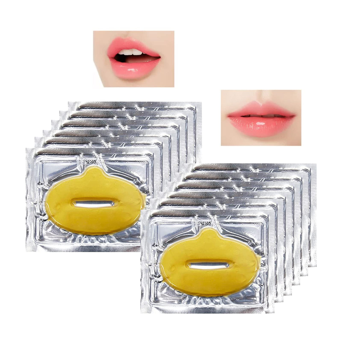 Jakuva 30 Pack 24K Gold Crystal Lip Masks - Hydrating, Anti-Aging Lip Balm For Chapped Skin