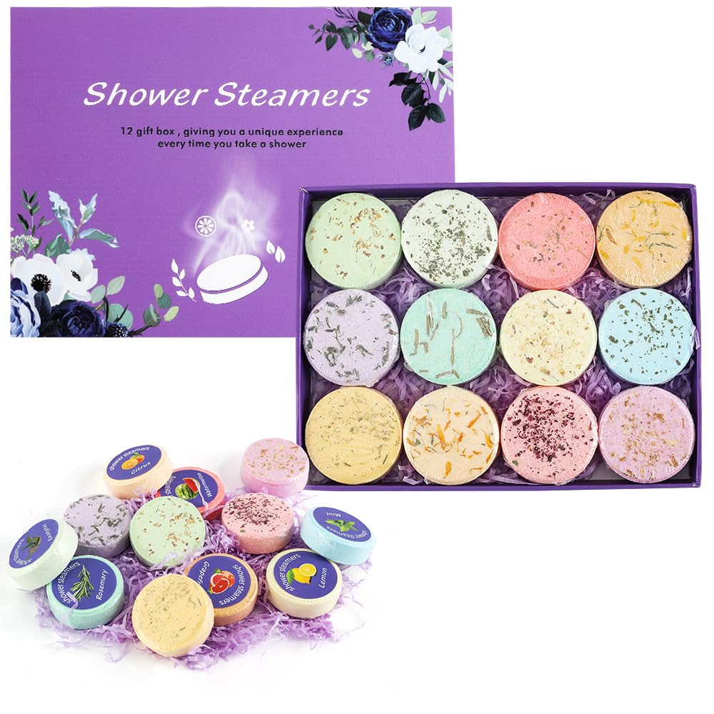 Six Foxes Shower Steamers With Essential Oils - 12 Packs Aromatherapy Gifts For Stress Relief