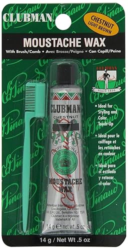 Clubman Pinaud Moustache Wax, Strong Hold, Chestnut, 0.5 Oz, Pack Of 6 For Be