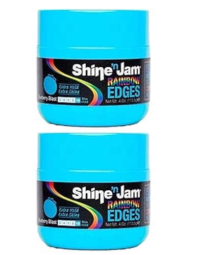 Shine 'N Jam Rainbow Edges - Blueberry Blast Hair Gel, 4 Oz (2 Pack)