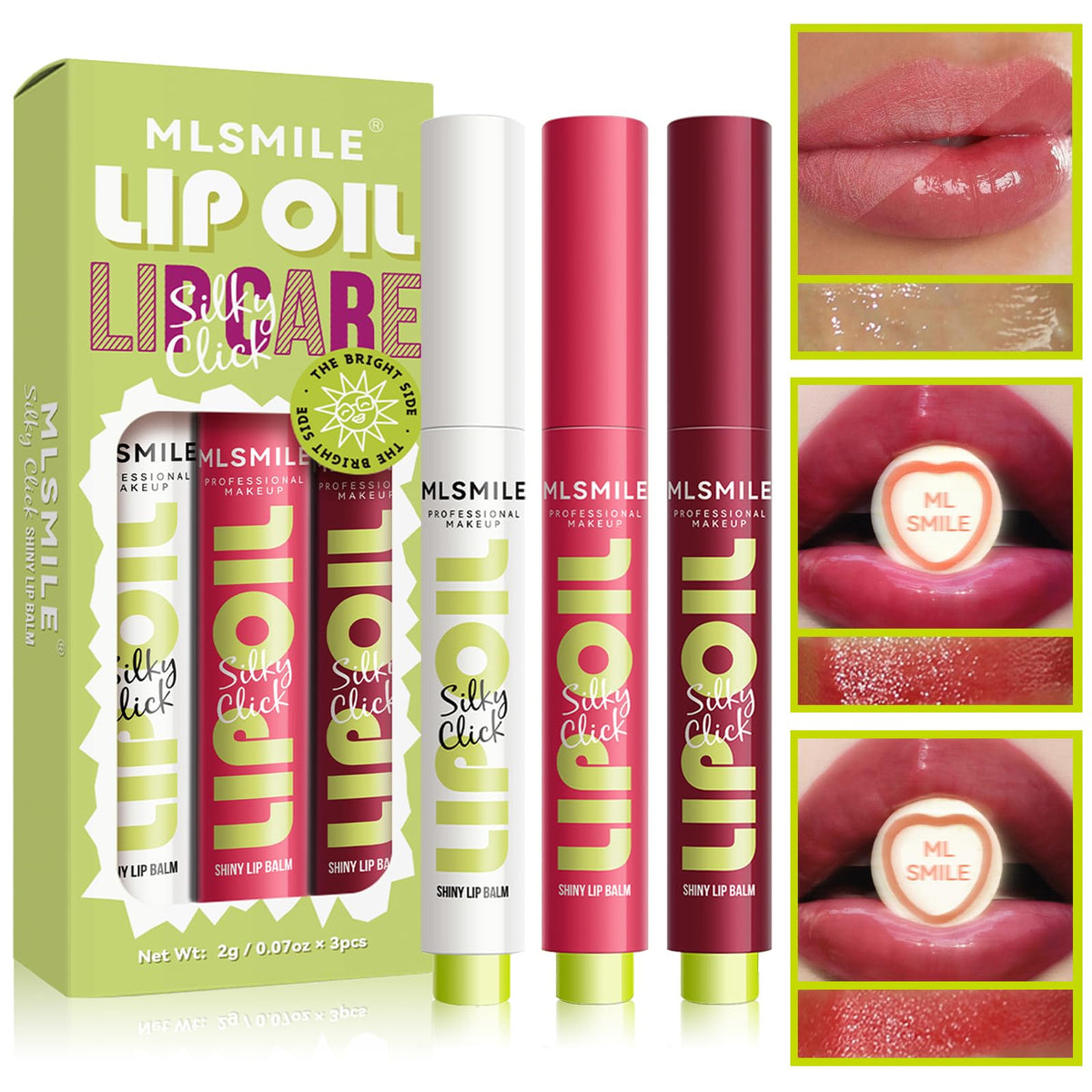 Charm Kiss 3 Colors Press Lipstick Set A - Hydrating Jelly Gloss, Moisturizing Lip Tint