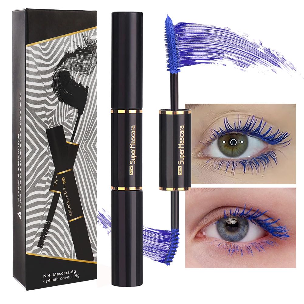 Bingbrush Double-Ended Colored Mascara Set, Waterproof & Voluminous Eye Makeup, 1Oz, 03#Blue