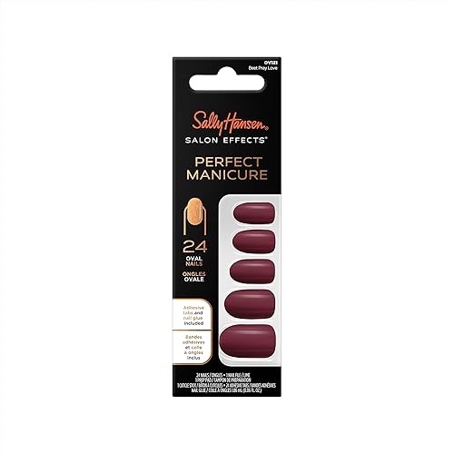 Sally Hansen Press On Nails, Beet Pray Love, Oval Shape, Non-Damaging Adhesive, 0.06 Fl Oz