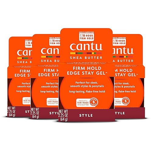 Cantu Extra Hold Edge Stay Gel With Shea Butter, 2.25 Oz (Pack Of 4) - Natural Hair Care