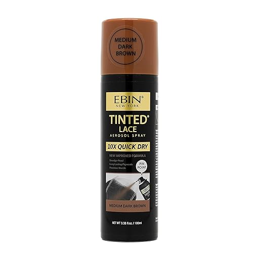 EBIN NEW YORK Tinted Lace Spray 3.38oz - Medium Dark Brown, Fast Drying, Water Resistant