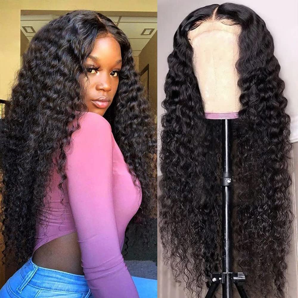 Bangjazz 20&quot; Lace Front Wig - Water Wave Brazilian Virgin Hair, 180% Density, Black, Baby Hair