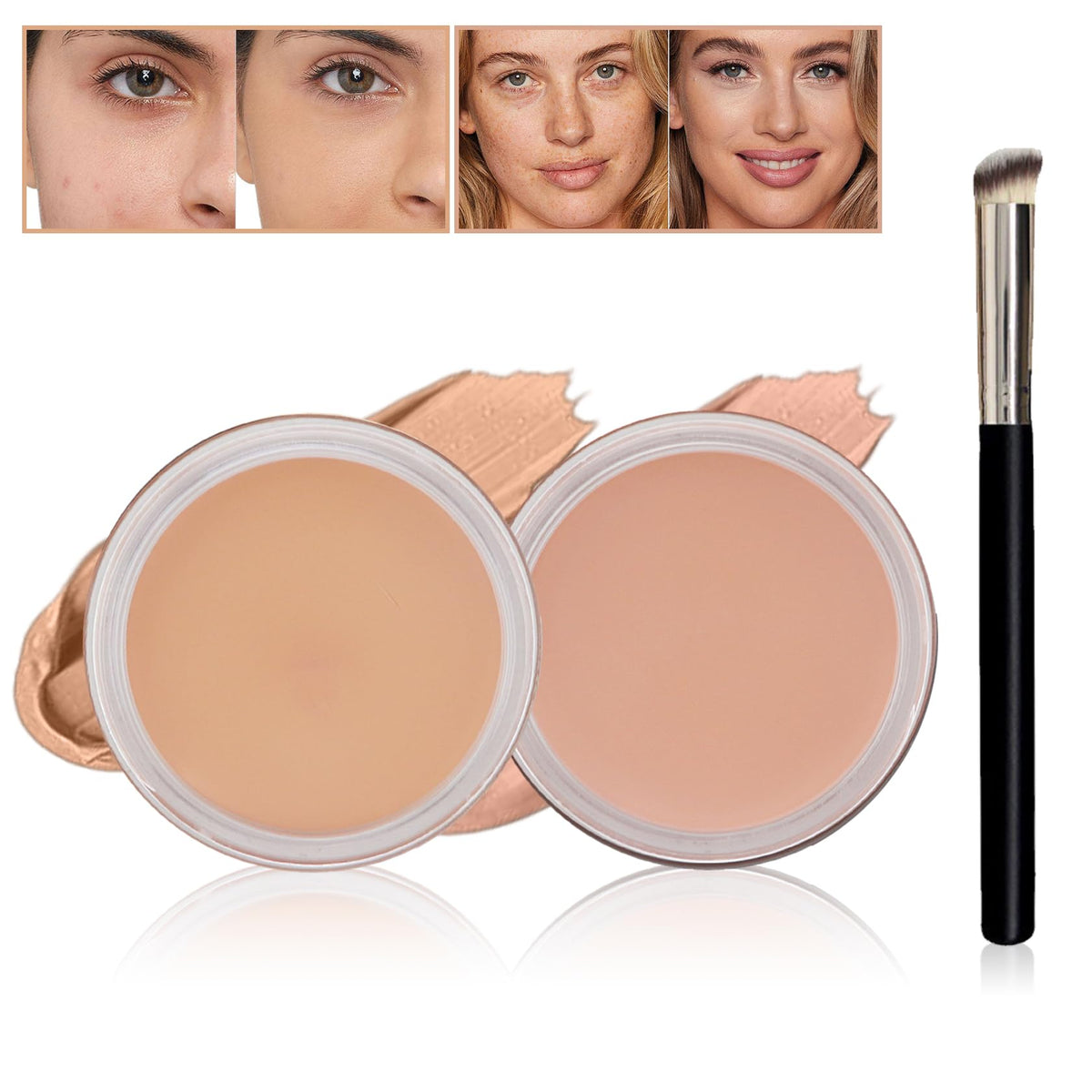 Qiufsse Under Eye Concealer For Dark Circles, Waterproof Full Coverage, Set B-03+04, 0.04