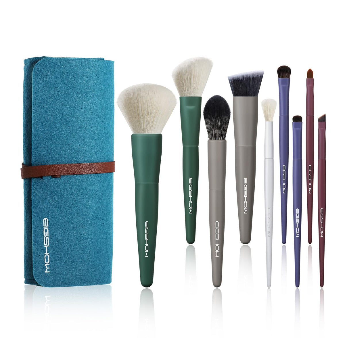 Eigshow 5 Color Kabuki Makeup Brush Set - Ultra-Soft Synthetic Fibers For Blush & Highlighting