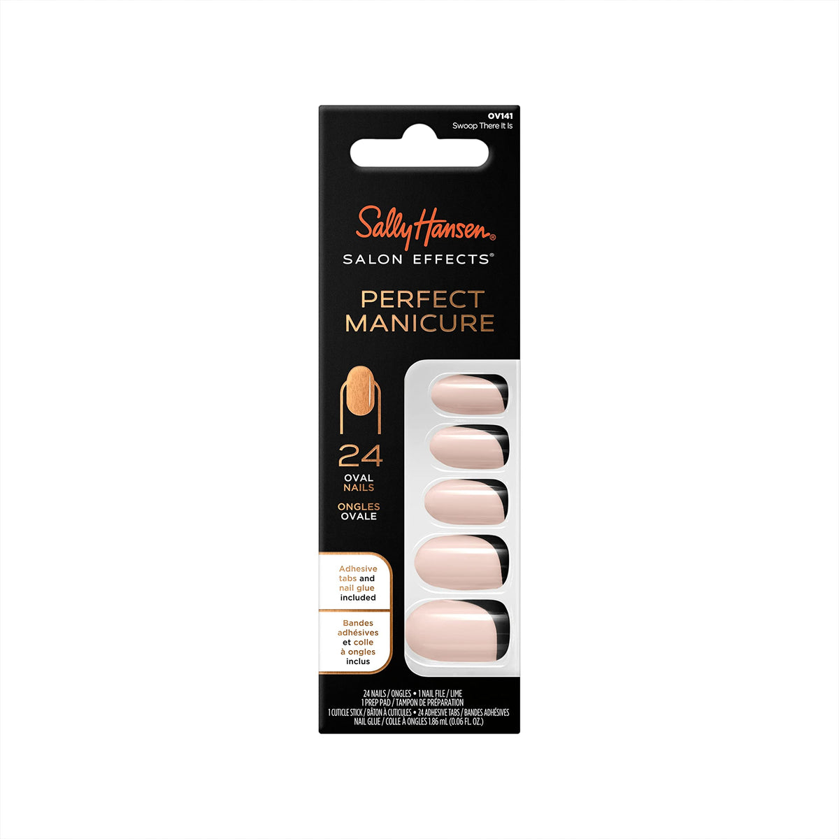 Sally Hansen Press On Nails Kit - Swoop In There Oval, 1.86 Ml Acrylic Manicure