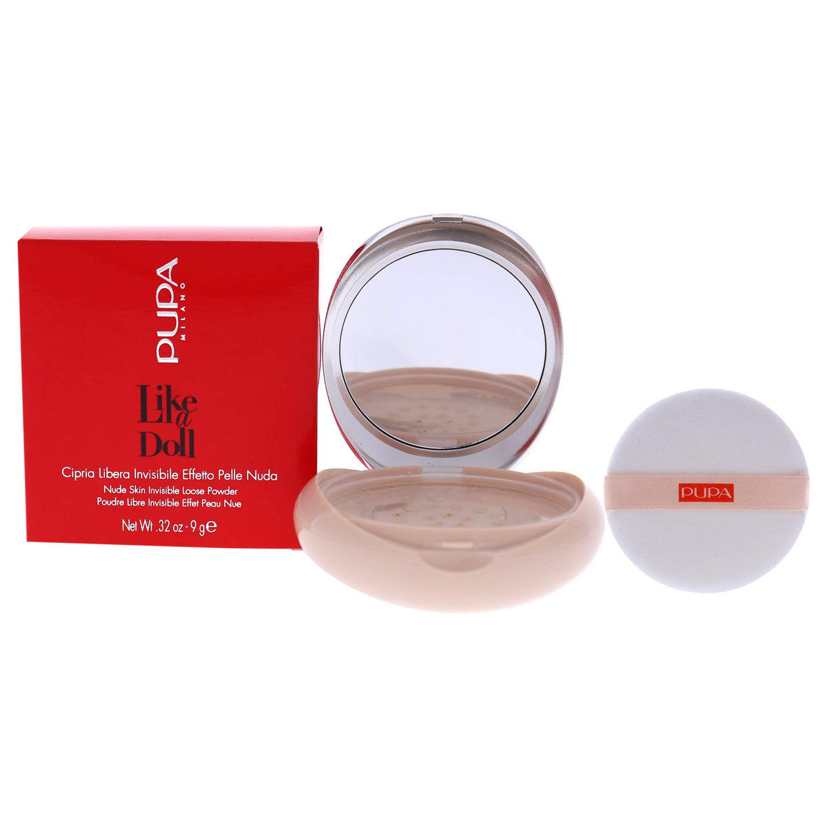 Pupa Milano Like A Doll Loose Powder 001 Light Beige - Hydrating, Blurs Fine Lines, 0.32 oz