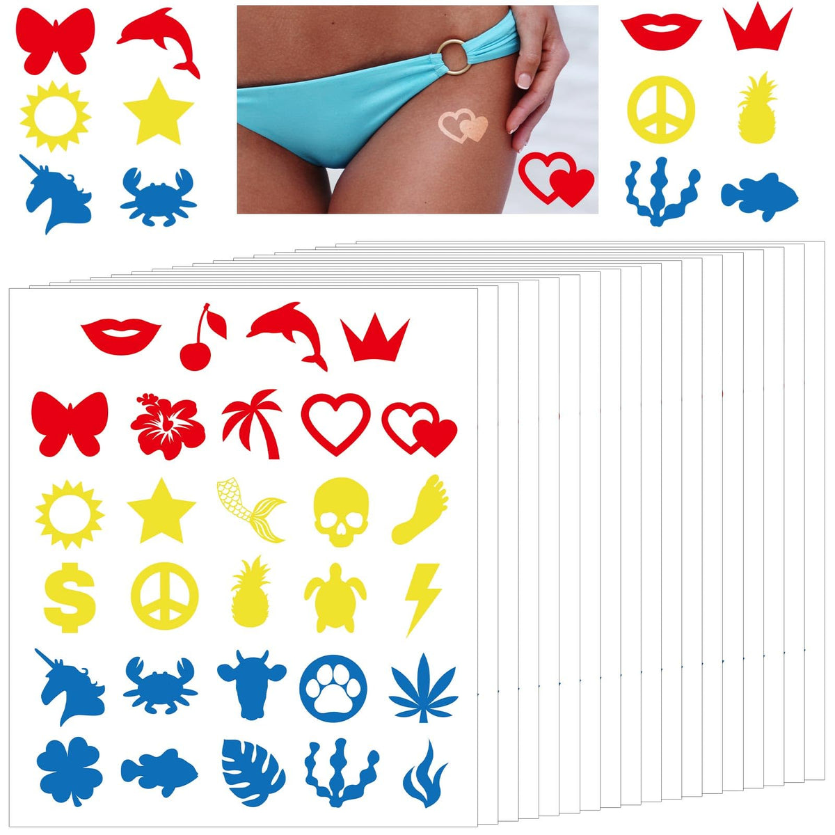 Leinuosen 600 Count Tanning Stickers, Self-Adhesive Body Stickers, 30 Styles