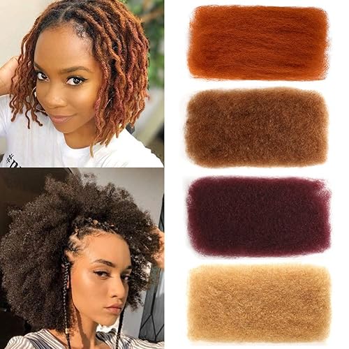 FASHION IDOL Afro Kinky Human Hair for Dreadlocks - 3 Packs, Orange, 10 Inches, 150g