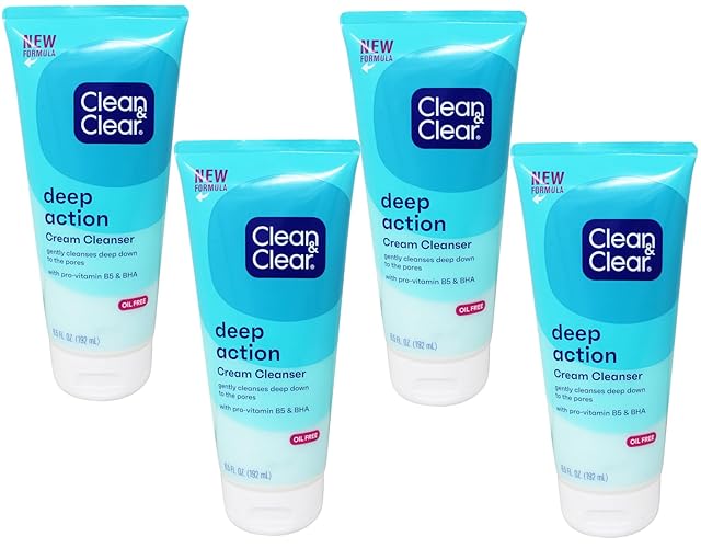 Clean & Clear Oil Free Deep Action Cream Cleanser, 6.5 Oz, Value Pack Of 4