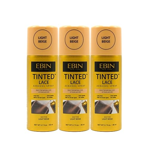 EBIN NEW YORK Tinted Lace Spray 3-Pack Light Beige, Quick Dry, Water Resistant, 2.7 Oz